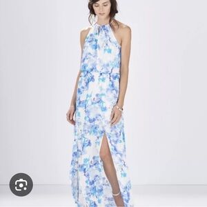 Parker 100% silk Blue and White Halter Sundress for Weddings